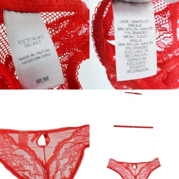 VICTORIA'S SECRET Red Sheer Lace One Piece M - Picture 8 of 8